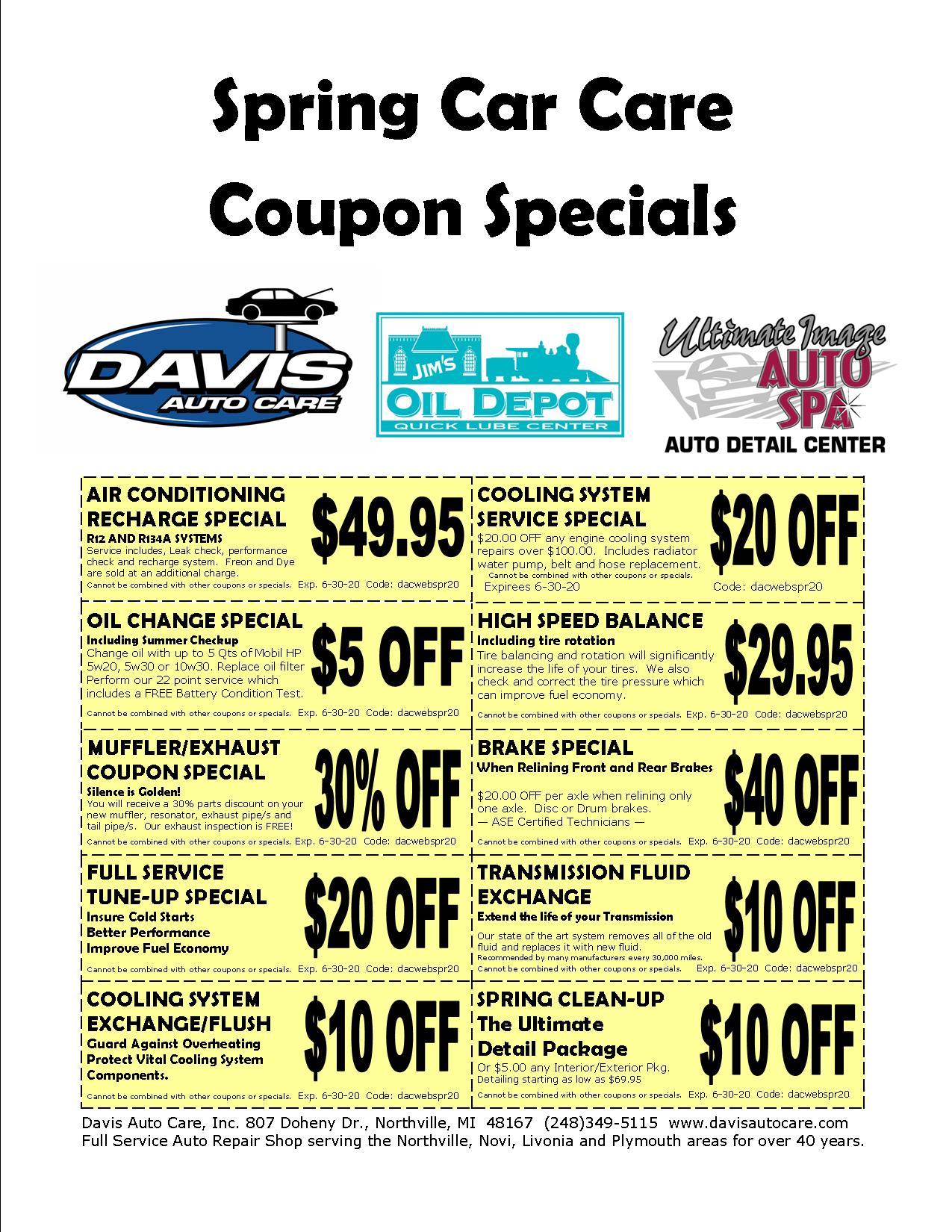 Auto Repair and Service Coupon Specials